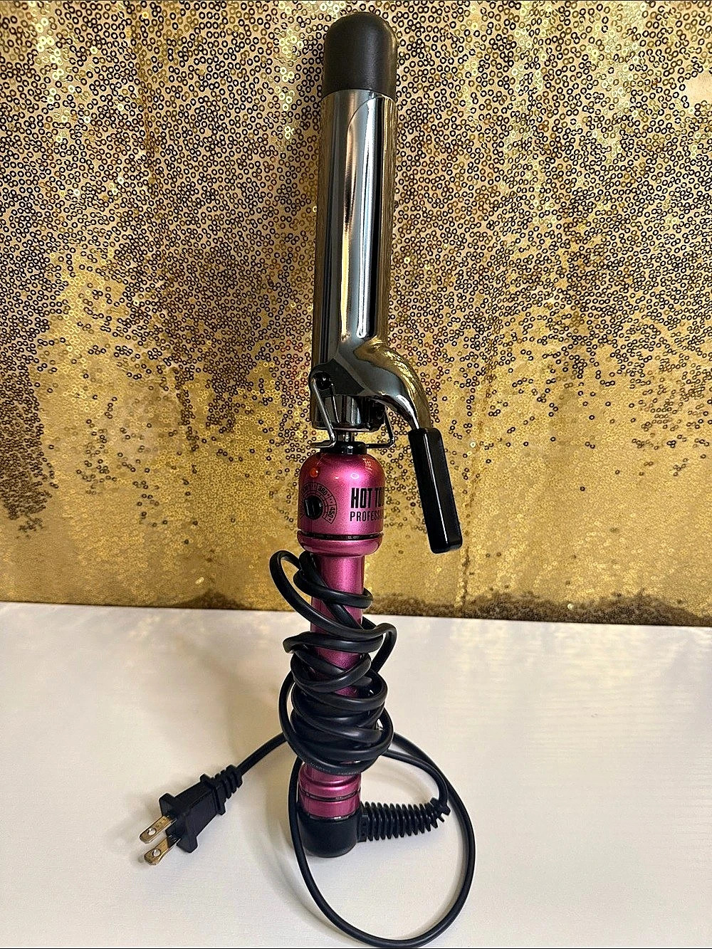 Hot Tools Professional Curling Iron Pink & Black 1 1/4 inches.  Good condition.